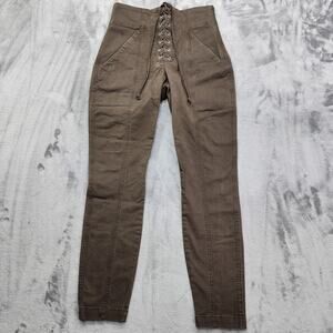 A.L.C Pants Womens 6 Brown Khaki Kyle Lace Up Ankle Skinny High Rise Stretch